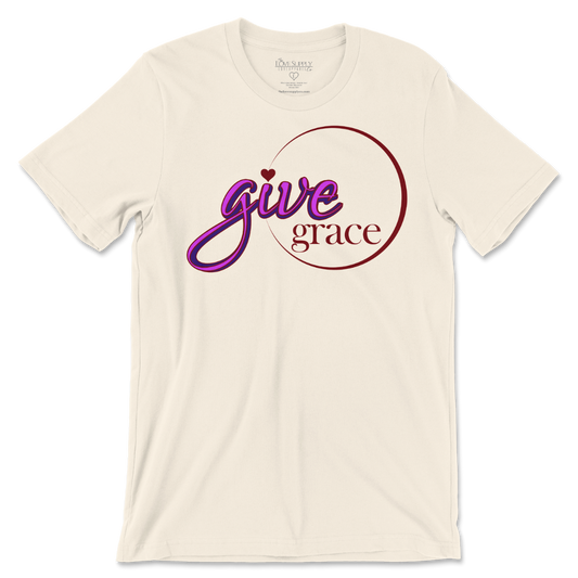 Give Grace Tee - Natural/Maroon/Purple