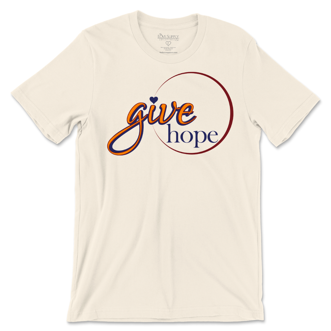 Give Hope Tee - Natural/Maroon/Navy/Mango