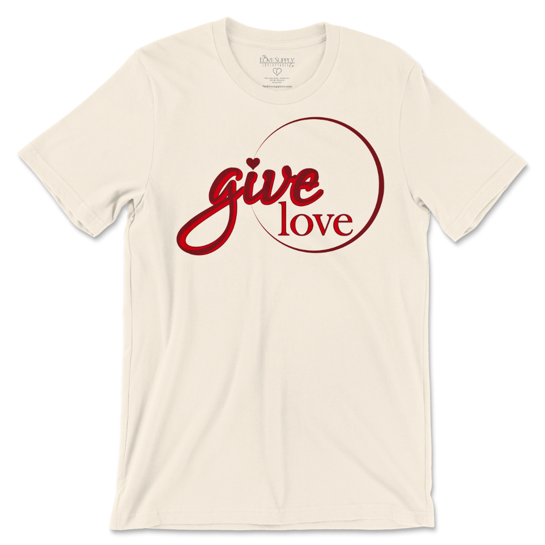 Give Love Tee - Natural/Maroon/Dark Cherry
