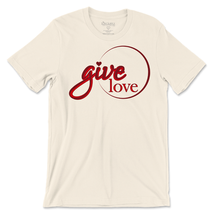 Give Love Tee - Natural/Maroon/Dark Cherry