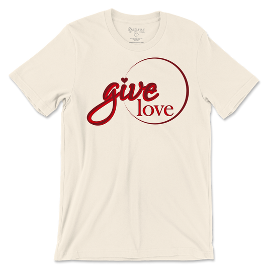 Give Love Tee - Natural/Maroon/Dark Cherry