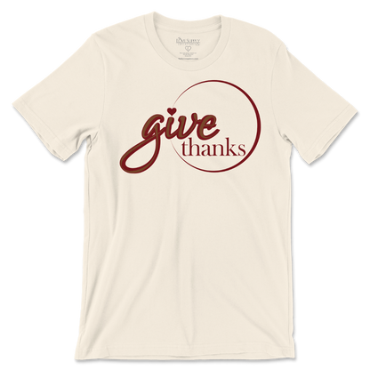 Give Thanks Tee - Natural/Maroon/Mocha
