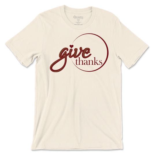 Give Thanks Tee - Natural/Maroon/Mocha