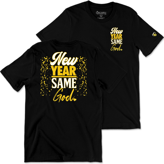 Women's New Year Tee - Black/White/Yellow Gold