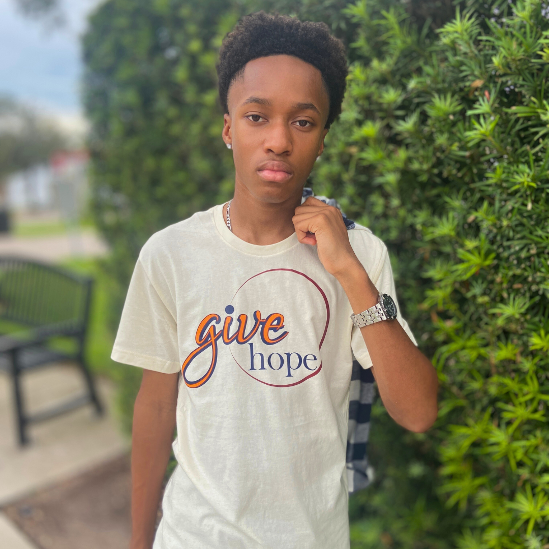Give Hope Tee - Natural/Maroon/Navy/Mango