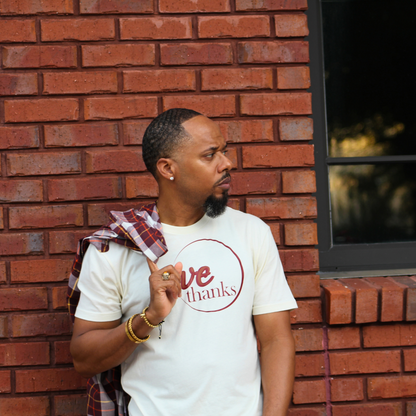 Give Thanks Tee - Natural/Maroon/Mocha
