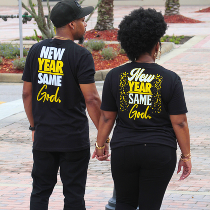 Men's New Year Tee - Black/White/Yellow Gold
