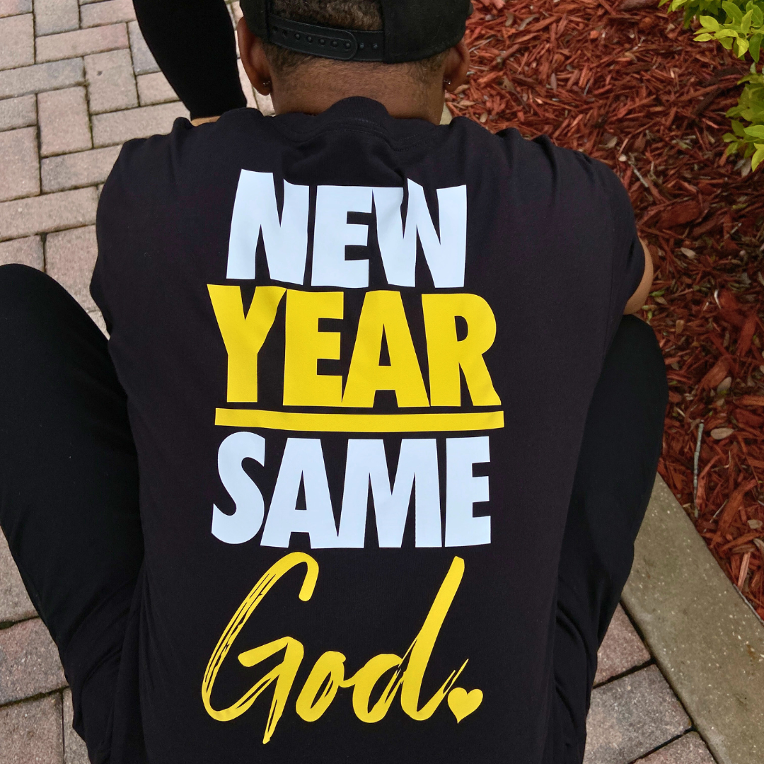 Men's New Year Tee - Black/White/Yellow Gold