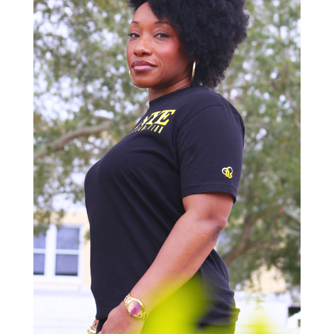 Women's New Year Tee - Black/White/Yellow Gold