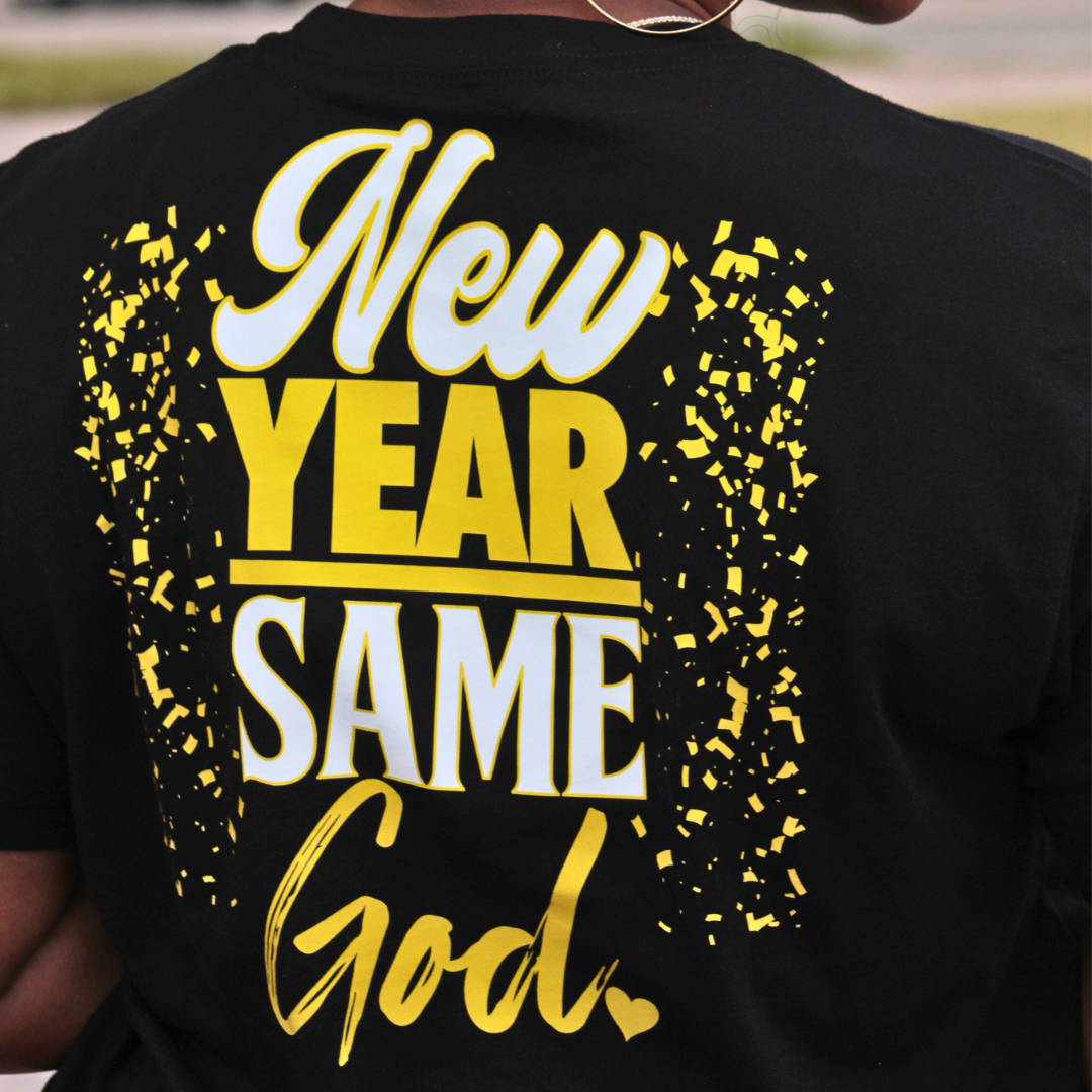 Women's New Year Tee - Black/White/Yellow Gold